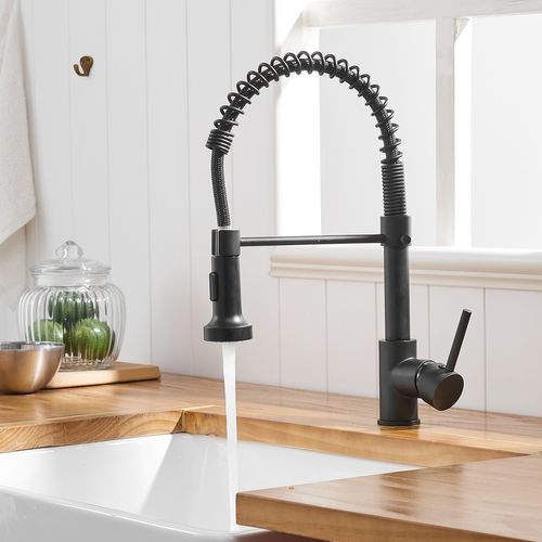 Robinet Mitigeur Cuisine Avec Douchette 2 Jets Loire Chrome Noir Mat