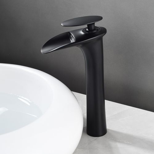 Robinet Mitigeur Bria Bec Cascade Haut Chrome Noir
