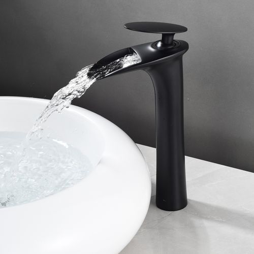 Robinet Mitigeur Bria Bec Cascade Haut Chrome Noir