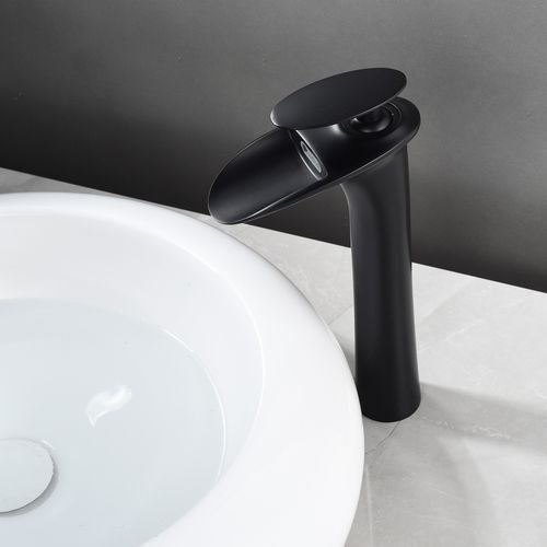 Robinet Mitigeur Bria Bec Cascade Haut Chrome Noir