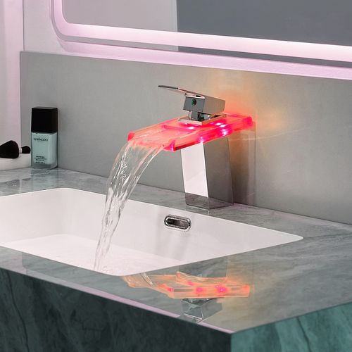 Robinet Mitigeur Bec Cascade à LED Lumineuses Soleo Chrome Brillant