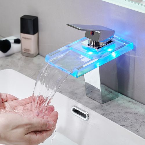 Robinet Mitigeur Bec Cascade à LED Lumineuses Soleo Chrome Brillant