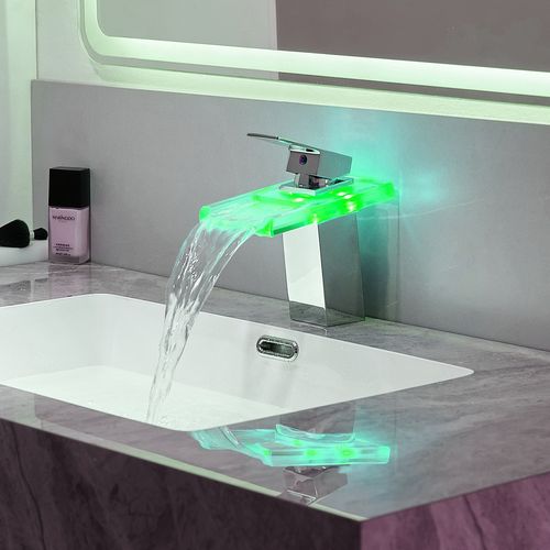 Robinet Mitigeur Bec Cascade à LED Lumineuses Soleo Chrome Brillant