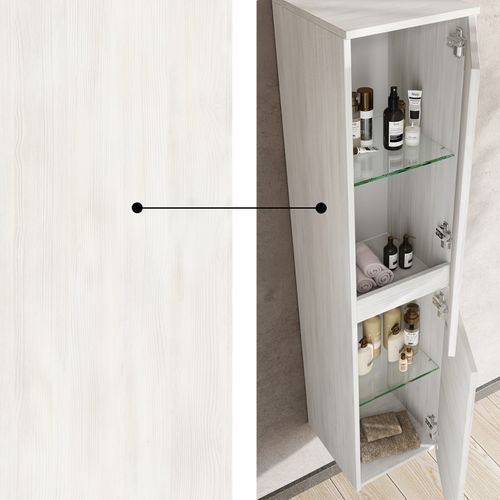 Ensemble Meuble+vasque 60cm +miroir +colonne Chêne Blanc Salle De Bain - Bogota