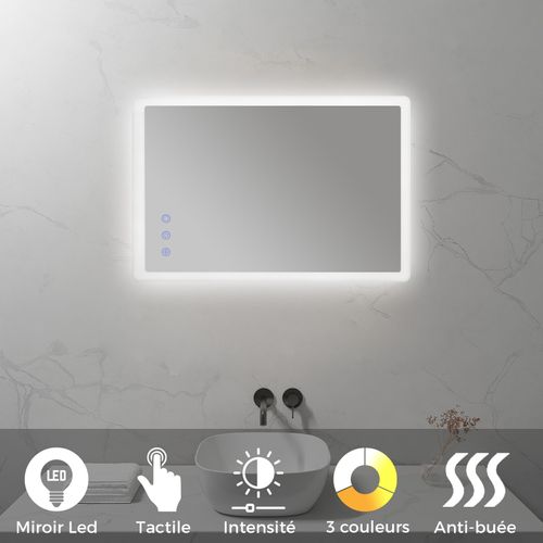 Miroir LED Mellow 50 X 70 Cm Réversible, Anti-buée + Dimmable - Miroir Salle De Bain