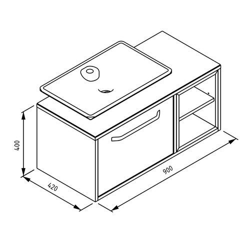 Meuble Vasque Cavalli L. 90 Cm Coloris Chêne + Simple Vasque Encastrée