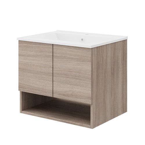 Meuble Vasque 60cm+miroir Chêne Fumé - Oslo