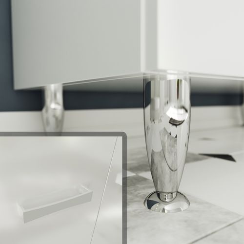Meuble Vasque 60cm+miroir Blanc Sur Pied Salle De Bain - Madrid