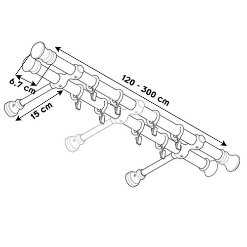 Cris Tringle En Bois Ø 28 Mm Pin Double 300 Cm