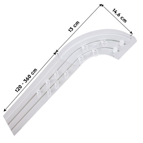 Simi Rail De Plafond Tringle En Pvc Pour Rideaux à Crochets Blanc Double Rail Courbé 300 Cm