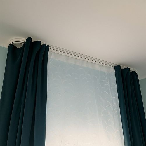 Simi Rail De Plafond Tringle En Pvc Pour Rideaux à Crochets Blanc Double Rail Courbé 300 Cm