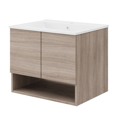 Meuble Vasque 80cm Encastrée - Chêne Fumé - Oslo