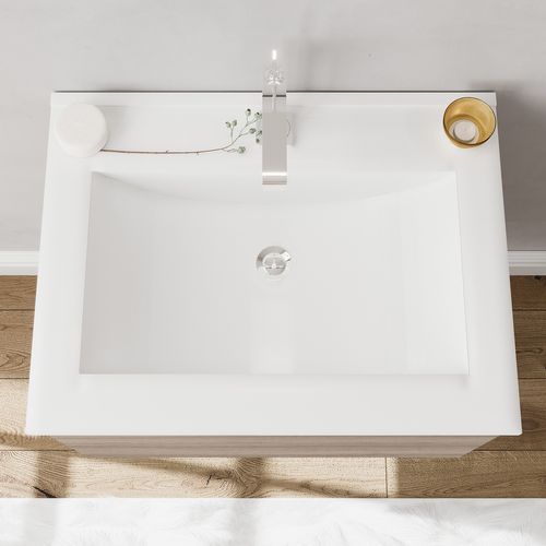 Meuble Vasque 80cm+miroir Chêne Fumé - Oslo