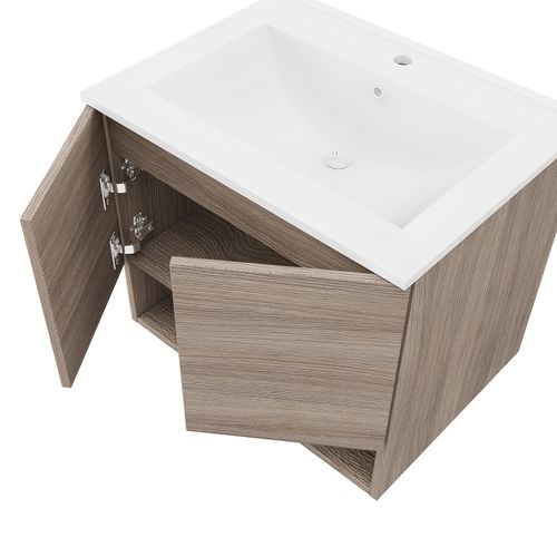 Meuble Vasque 80cm+miroir Chêne Fumé - Oslo