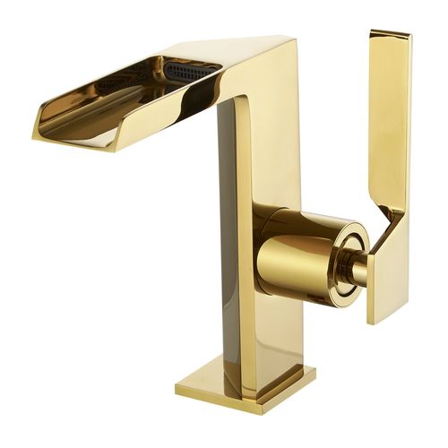 Robinet Mitigeur Bec Cascade Ouvert Cezio Chrome Or Brillant