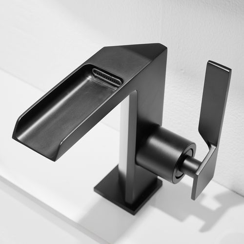 Robinet Mitigeur Bec Cascade Ouvert Cezio Chrome Noir Mat