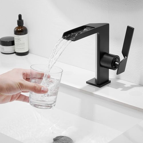 Robinet Mitigeur Bec Cascade Ouvert Cezio Chrome Noir Mat