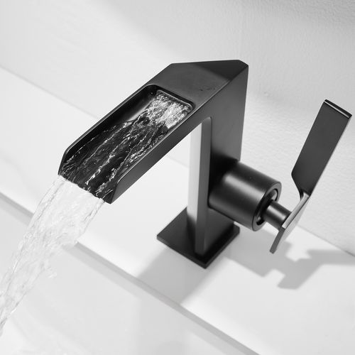 Robinet Mitigeur Bec Cascade Ouvert Cezio Chrome Noir Mat