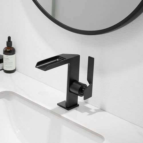 Robinet Mitigeur Bec Cascade Ouvert Cezio Chrome Noir Mat