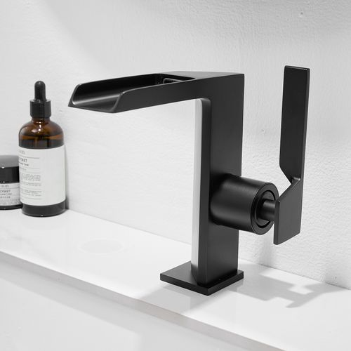 Robinet Mitigeur Bec Cascade Ouvert Cezio Chrome Noir Mat