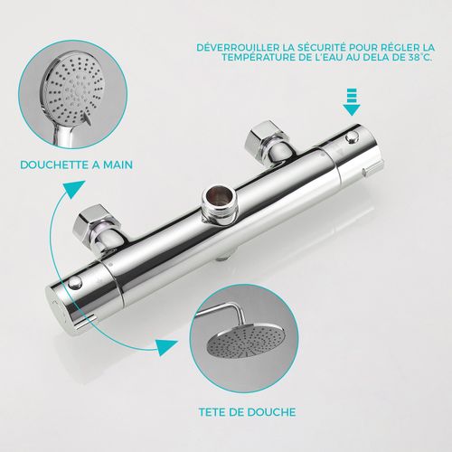 Colonne De Douche Thermostatique Hauteur Réglable - Ocea Chrome Brillant