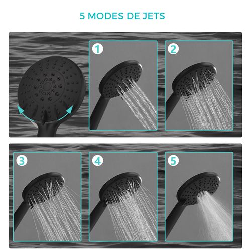 Colonne De Douche Thermostatique Hauteur Réglable - Ocea Chrome Noir Mat