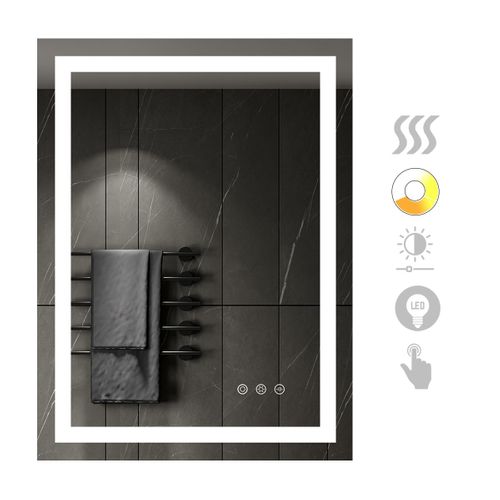 Miroir Lumineux LED Cimeo 70 X 90 Cm Antibuée + Intensité Et Couleur Réglables Salle De Bain