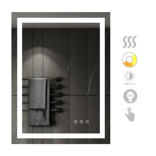 Miroir Lumineux LED Cimeo 60 X 80 Cm Antibuée + Intensité Et Couleur Réglables Salle De Bain
