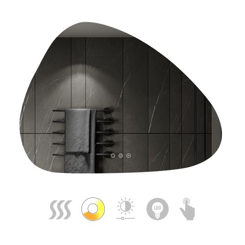Miroir Galet Lumineux LED Galeo 60 X 80 Cm Antibuée, Intensité Et Couleurs Réglables Salle De Bain