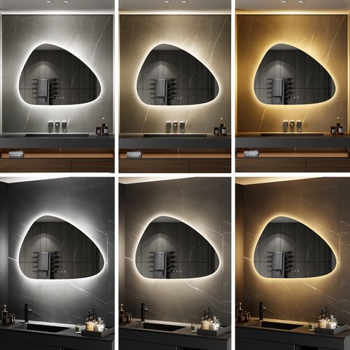 Miroir Galet Lumineux LED Galeo 60 X 80 Cm Antibuée, Intensité Et Couleurs Réglables Salle De Bain