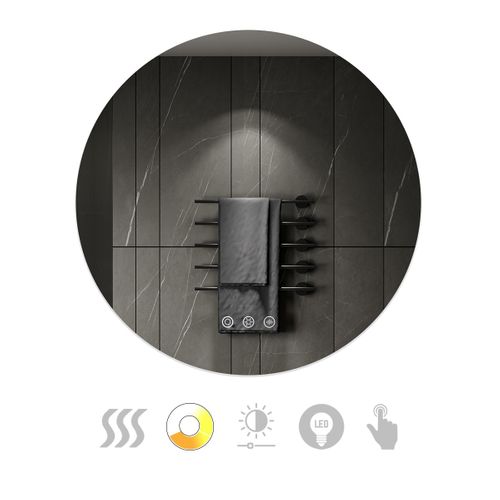 Miroir LED Lumineux Rond Vekio Ø80cm Tactile Antibuée, Intensité Et Couleur Réglables Salle De Bain