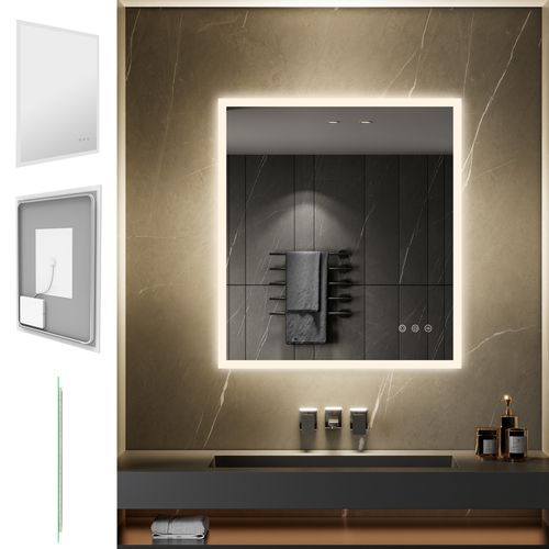 Miroir Lumineux LED Temeo 90 X 100 Cm (2100 Lms) Antibuée + Intensité Et Couleur Réglables