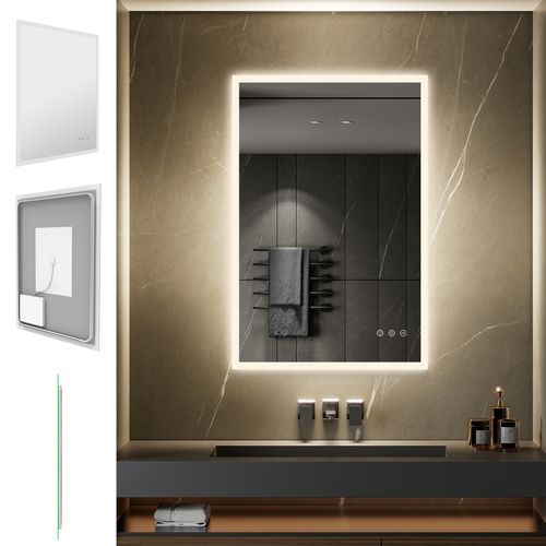 Miroir Lumineux LED Temeo 80 X 120 Cm (2100 Lms) Antibuée + Intensité et Couleur Réglables
