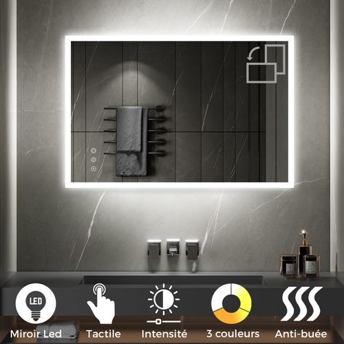 Miroir Lumineux LED Temeo 80 X 120 Cm (2100 Lms) Antibuée + Intensité et Couleur Réglables