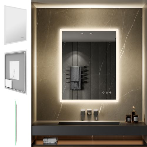 Miroir Lumineux LED Temeo 80 X 100 Cm (2100 Lms) Antibuée + Intensité et Couleur Réglables