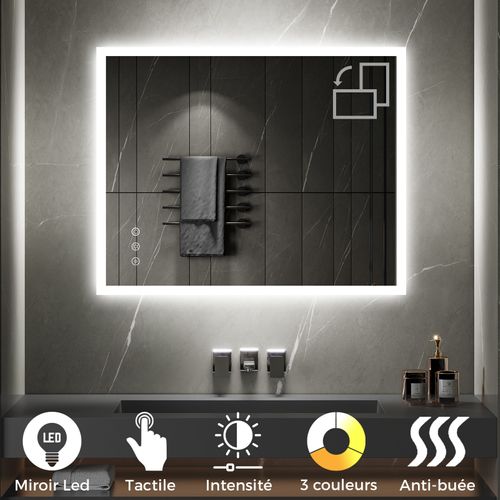 Miroir Lumineux LED Temeo 80 X 100 Cm (2100 Lms) Antibuée + Intensité et Couleur Réglables