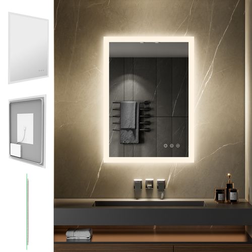 Miroir Lumineux LED Temeo 50 X 70 Cm (2100 Lms) Antibuée + Intensité Et Couleur Réglables