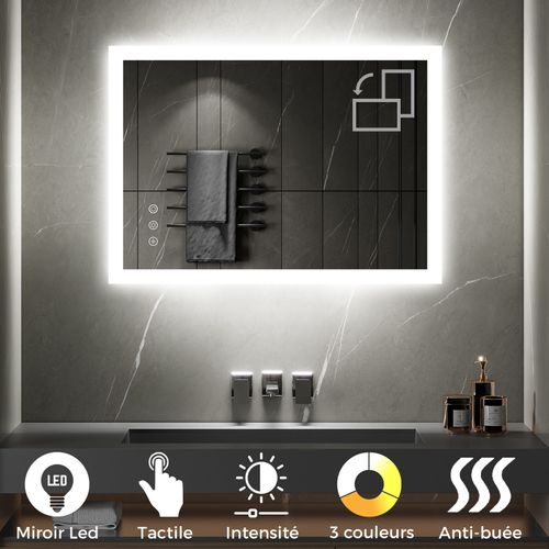 Miroir Lumineux LED Temeo 50 X 70 Cm (2100 Lms) Antibuée + Intensité Et Couleur Réglables