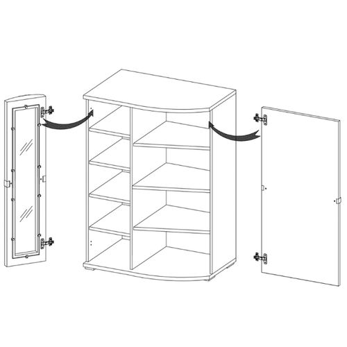 Armoire Vitrée 4 Étages Bois    Blanc Cassé
