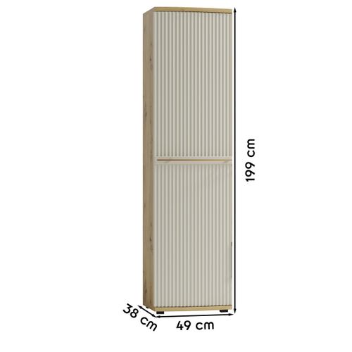 Armoire 1 Porte Bois    Blanc Cassé