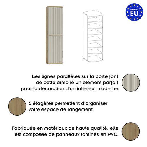 Armoire 1 Porte Bois    Blanc Cassé