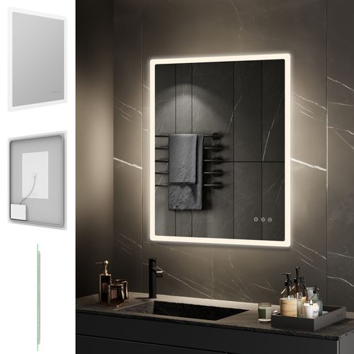 Miroir Lumineux LED Boleo 90 X 120 Cm Antibuée + Intensité Et Couleur Réglables Salle De Bain