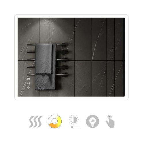 Miroir Lumineux LED Boleo 90 X 120 Cm Antibuée + Intensité Et Couleur Réglables Salle De Bain