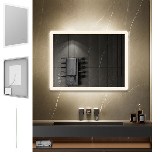 Miroir Lumineux LED Boleo 60 X 80 Cm Antibuée + Intensité Et Couleur Réglables Salle De Bain