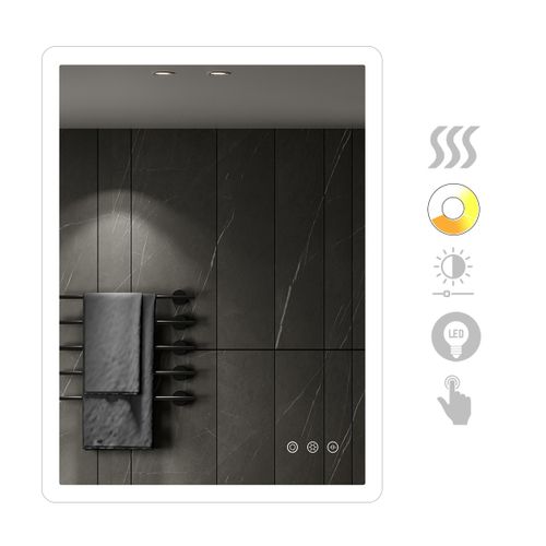 Miroir Lumineux LED Boleo 60 X 80 Cm Antibuée + Intensité Et Couleur Réglables Salle De Bain