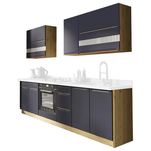 Glam Ensemble Meubles De Cuisine 7 Éléments 260 Cm Bois Bleu Mat Sans Plan De Travail