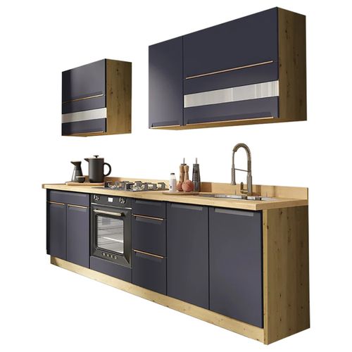 Glam Ensemble Meubles De Cuisine 7 Éléments 260 Cm Bois    Bleu Mat   Avec Plan De Travail