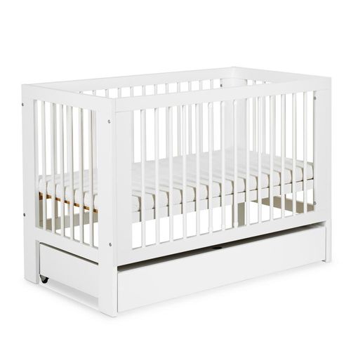 Olivia Lit Bébé à Barreaux 120x60    Blanc   Avec Tiroir