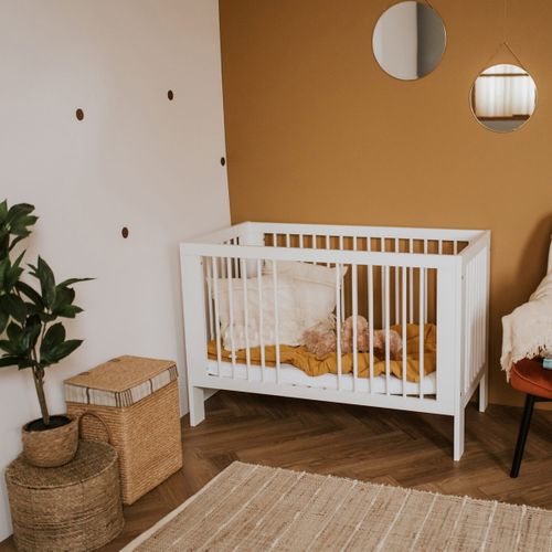 Olivia Lit Bébé à Barreaux 120x60    Blanc   Avec Tiroir