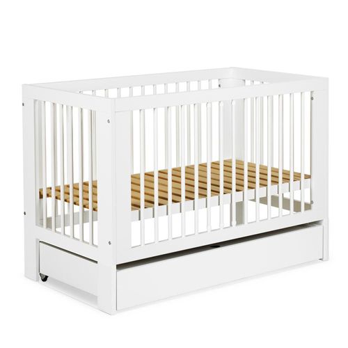 Olivia Lit Bébé à Barreaux 120x60    Blanc   Avec Tiroir